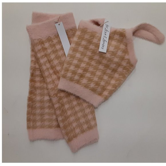 NWT FOR LOVE & LEMONS 2PC TOP & SKIRT SET IN LT. PINK HOUNDS TOOTH 1X - Picture 3 of 7